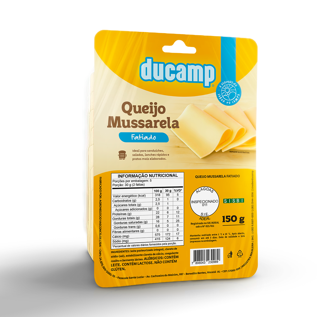 QUEIJO MUSSARELA DUCAMP FATIADO150G FD20