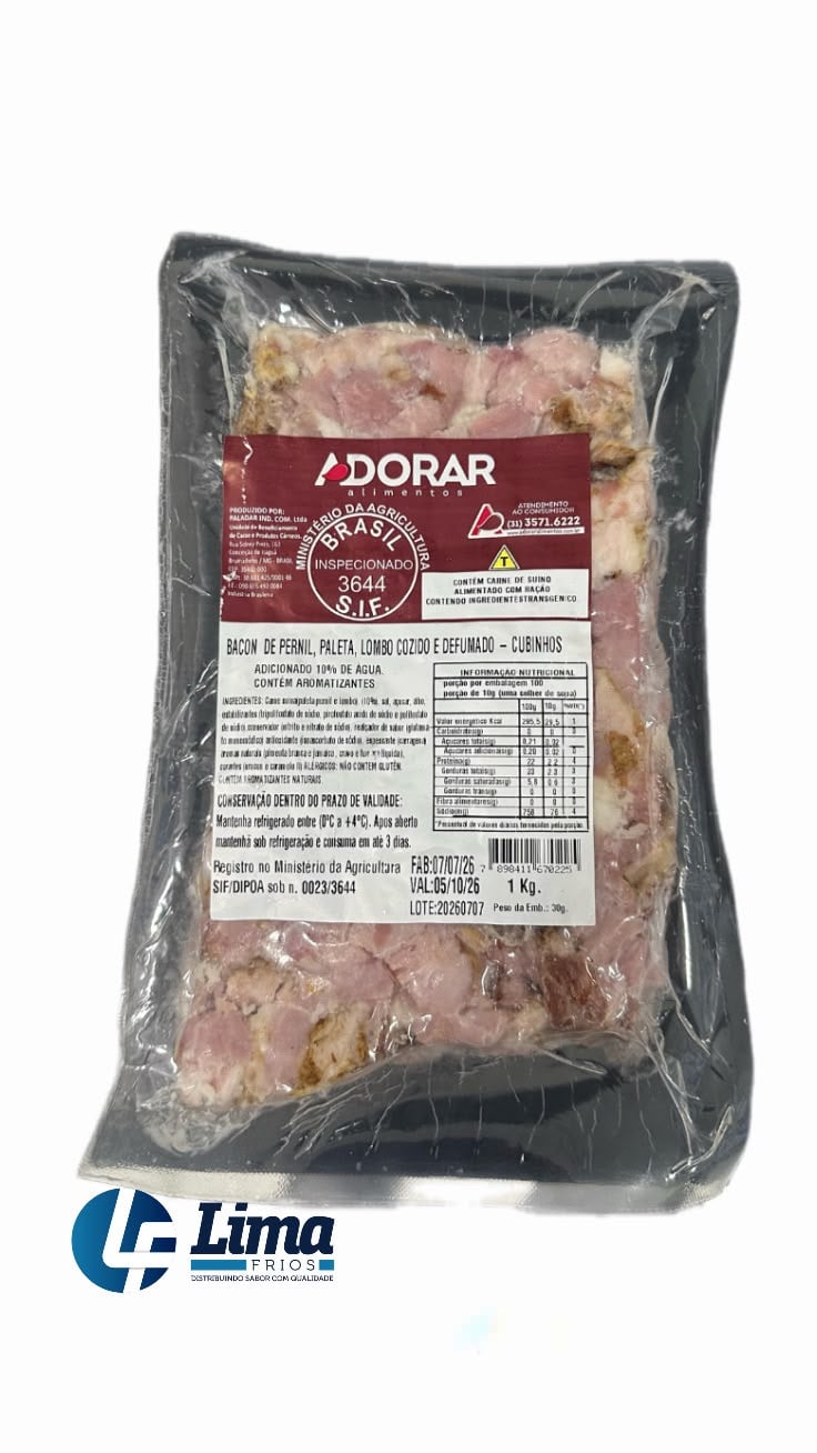 BACON EM CUBOS ADORAR 1KG CX/10KG
